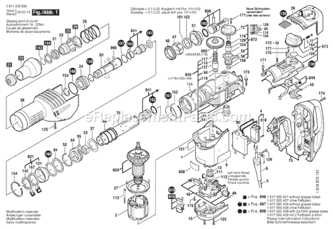Page A Diagram and Parts List for 11235EVS 0611235839 Bosch Demolition Hammer
