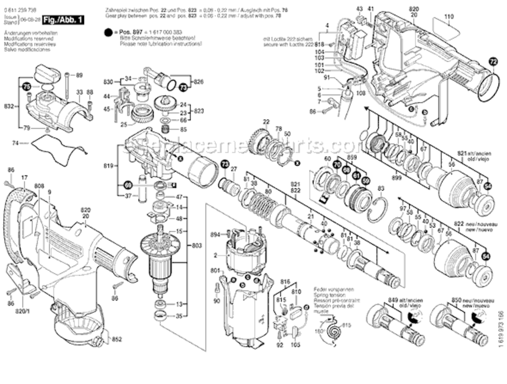 Page A Diagram and Parts List for 11239VS 0611234739 Bosch Demolition Hammer