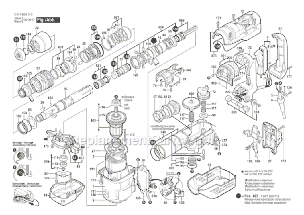 Page A Diagram and Parts List for 11264EVS 3611B64010 Bosch Demolition Hammer