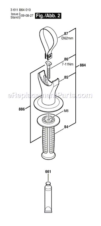 Page B Diagram and Parts List for 11264EVS 3611B64010 Bosch Demolition Hammer