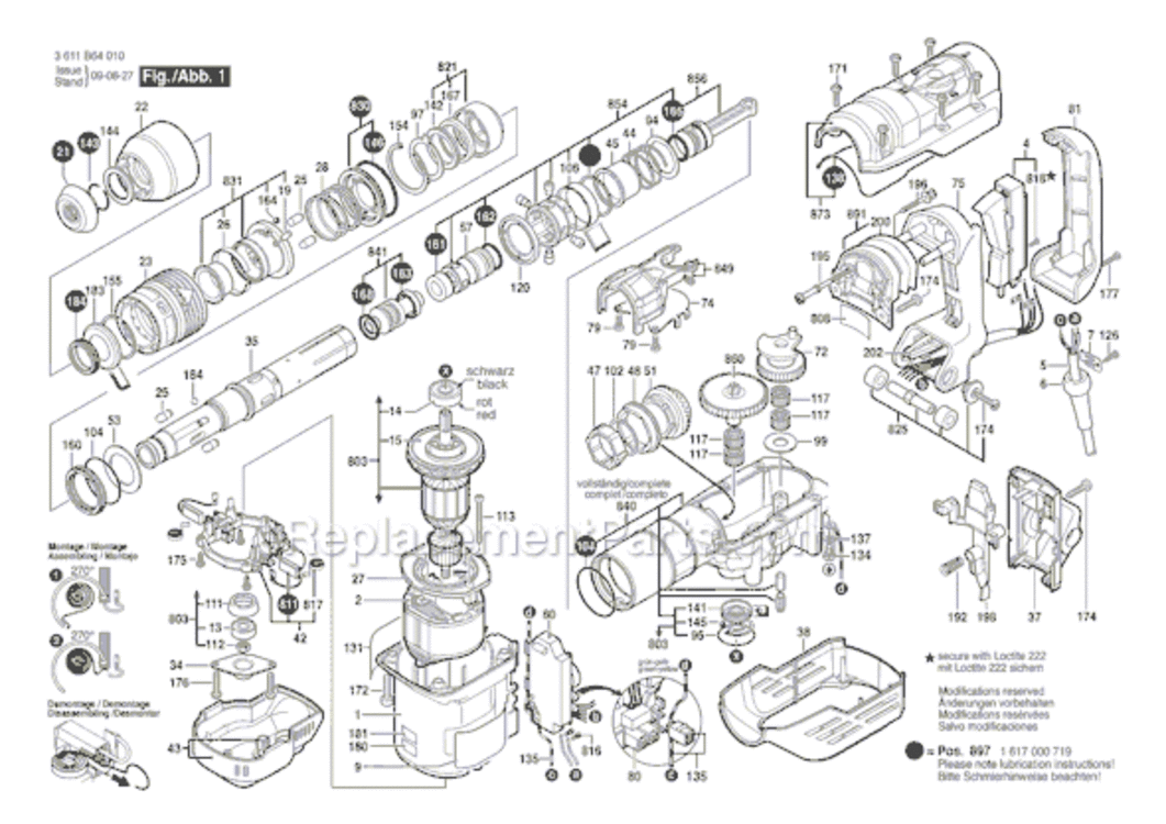 Page A Diagram and Parts List for 11265EVS 3611B64110 Bosch Demolition Hammer