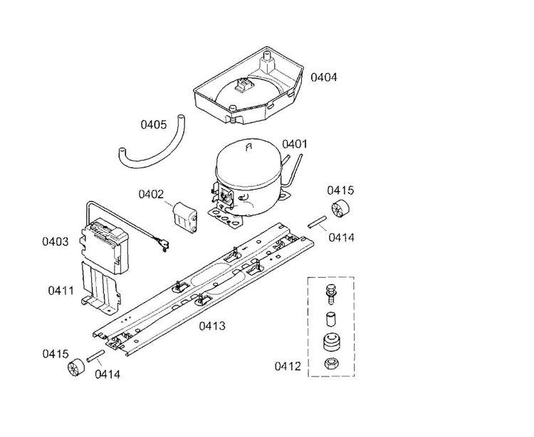 Compressor Diagram and Parts List for B10CB80NVB 01 Bosch Refrigerator