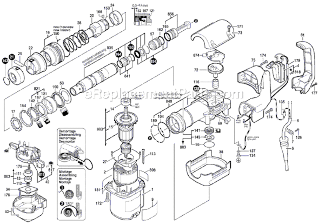 Page A Diagram and Parts List for 11387 0611387039 Bosch Demolition Hammer