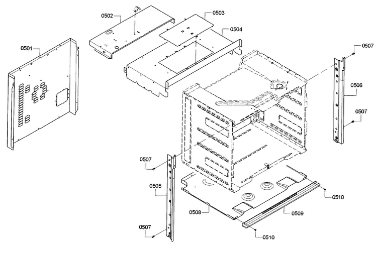 Cabinet Diagram and Parts List for HBL8461UC 01 Bosch Wall Oven