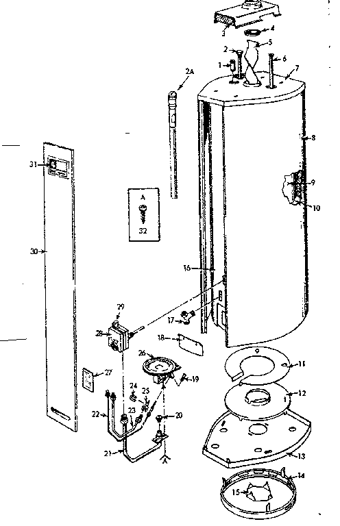 Replacement Parts Diagram and Parts List for 153338310  Kenmore Water Heater
