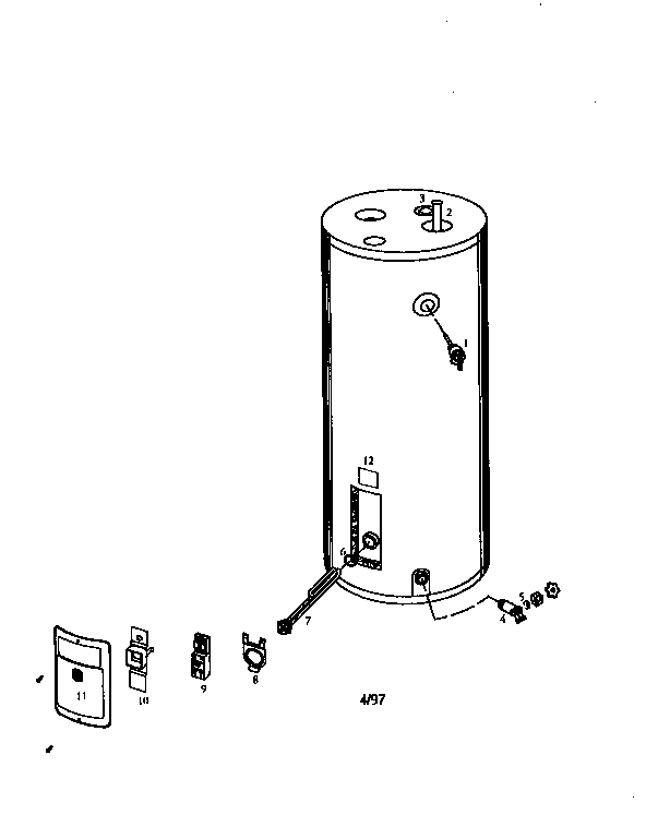 Replacement Parts Diagram and Parts List for 153312360  Kenmore Water Heater