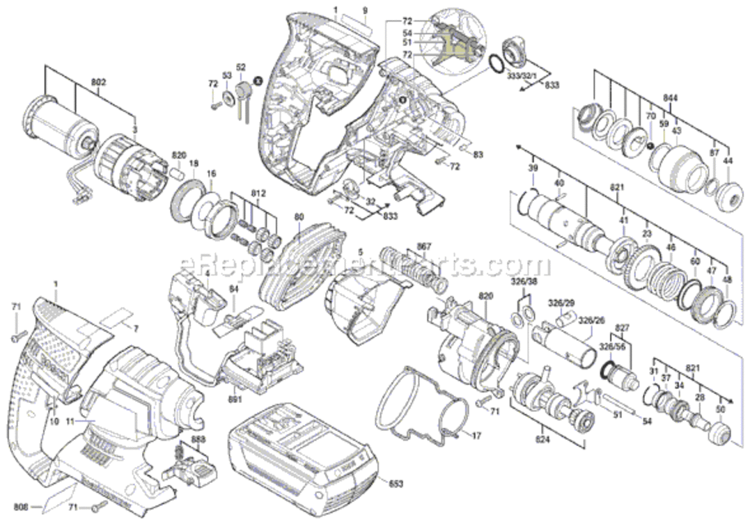 Page A Diagram and Parts List for 11536C-1 3611J03R10 Bosch Demolition Hammer