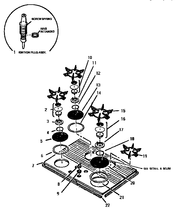 Section 1 Diagram and Parts List for GGCV3602  Thermador Cooktop