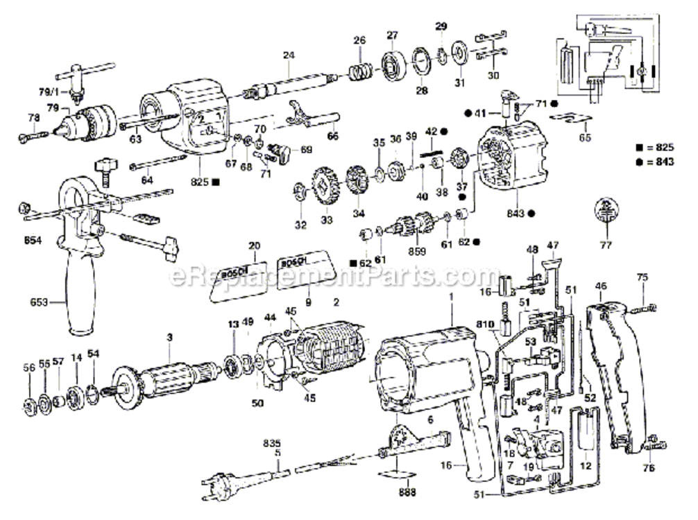 Page A Diagram and Parts List for 1198VSR  Bosch Electric Drill