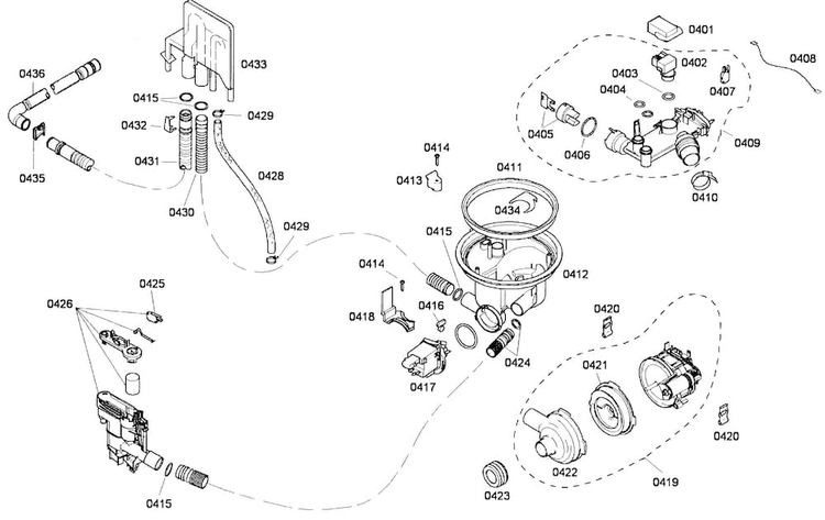 Pump Assy Diagram and Parts List for SHE43P06UC 56 Bosch Dishwasher