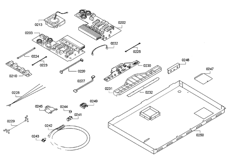 Pcb Assy Diagram and Parts List for NITP066SC 01 Bosch Cooktop