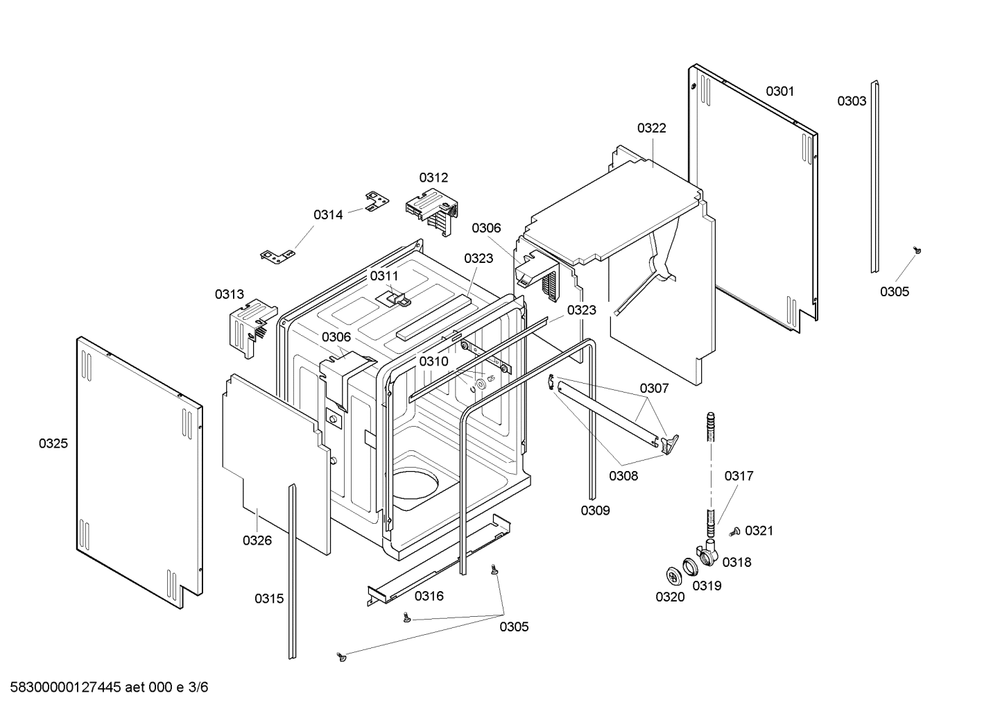 Diagram 3 Diagram and Parts List for SHX56B06UC-14  Bosch Dishwasher