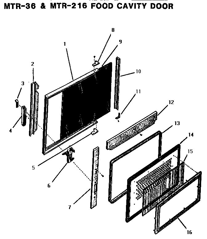 Food Cavity Door Diagram and Parts List for MTR-36  Thermador Microwave