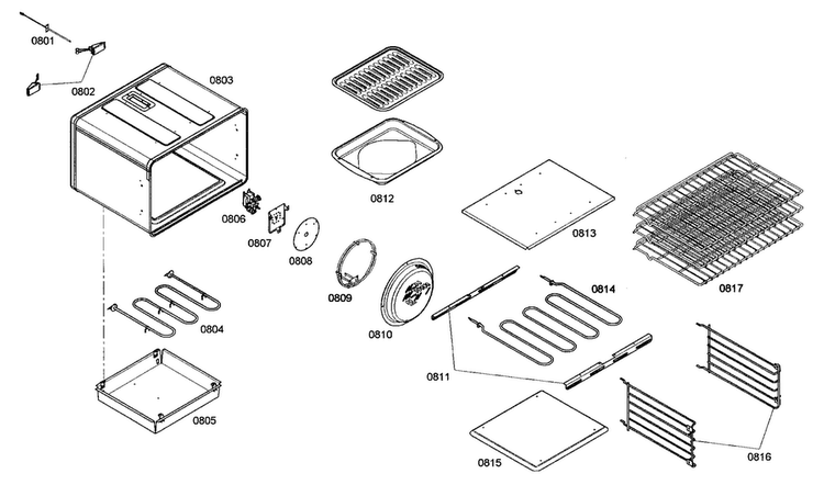 Light Oven Cabinet Diagram and Parts List for PD484GED01  Thermador Range