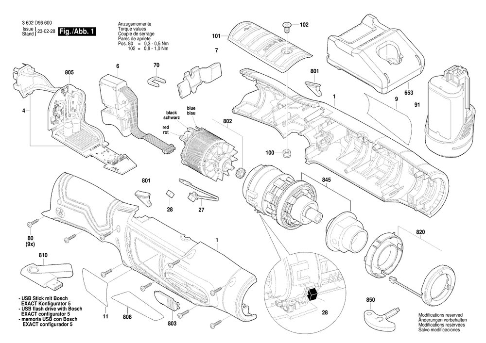 Diagram Diagram and Parts List for 3602D96600  Bosch Screwdriver