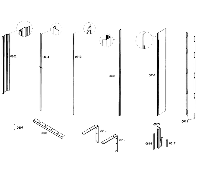 Framing Diagram and Parts List for T18ID80NLP 40 Thermador Freezer