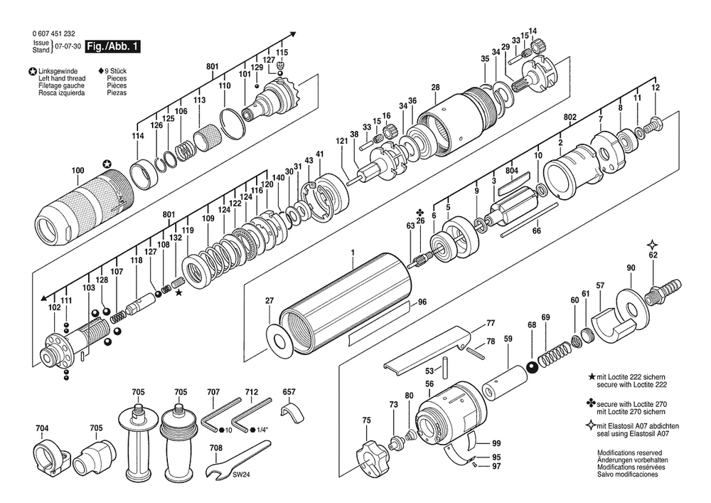 Section 1 Diagram and Parts List for 0607451232  Bosch Screwdriver