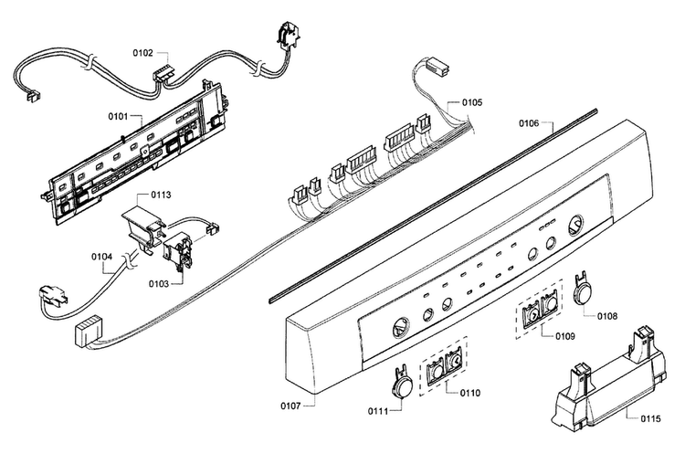 Control Panel Diagram and Parts List for SHE3AR56UC 11 Bosch Dishwasher