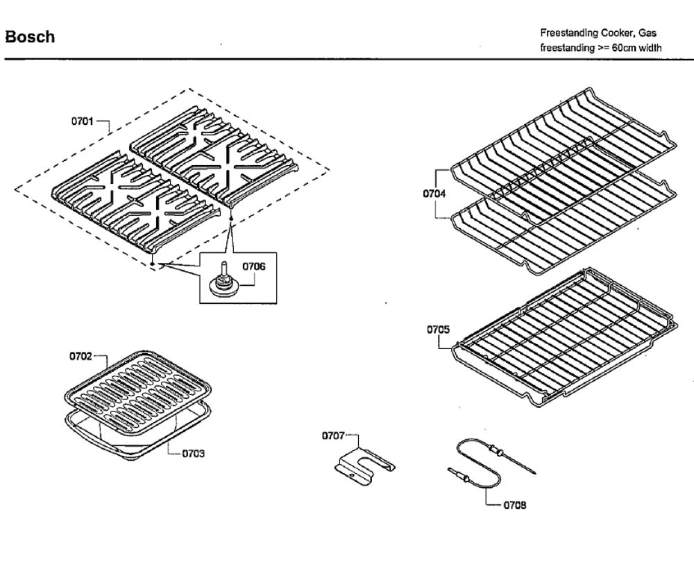 Accessories Diagram and Parts List for HGS7132UC 04 Bosch Range