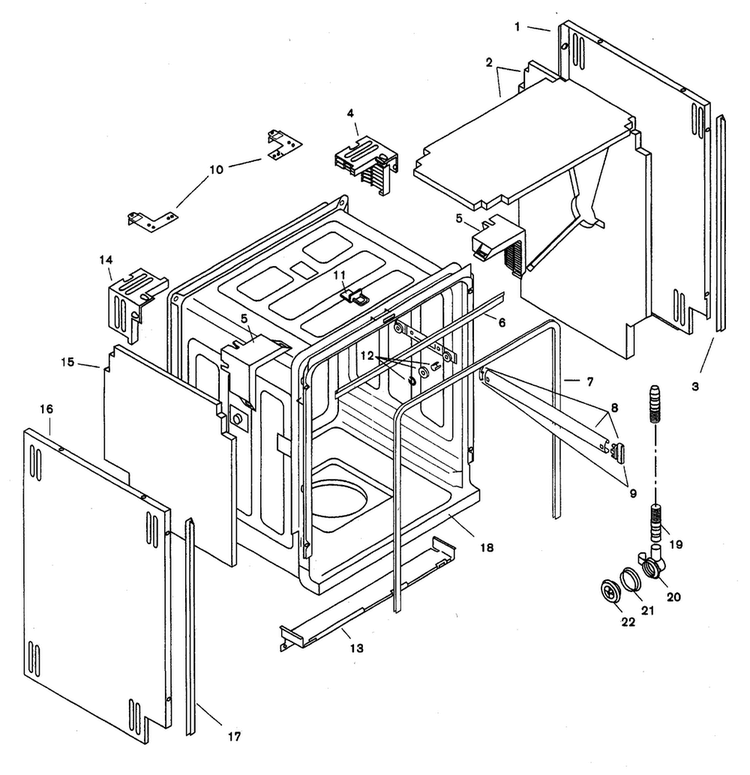 Tank Assy Diagram and Parts List for SHU9952UC 12 Bosch Dishwasher