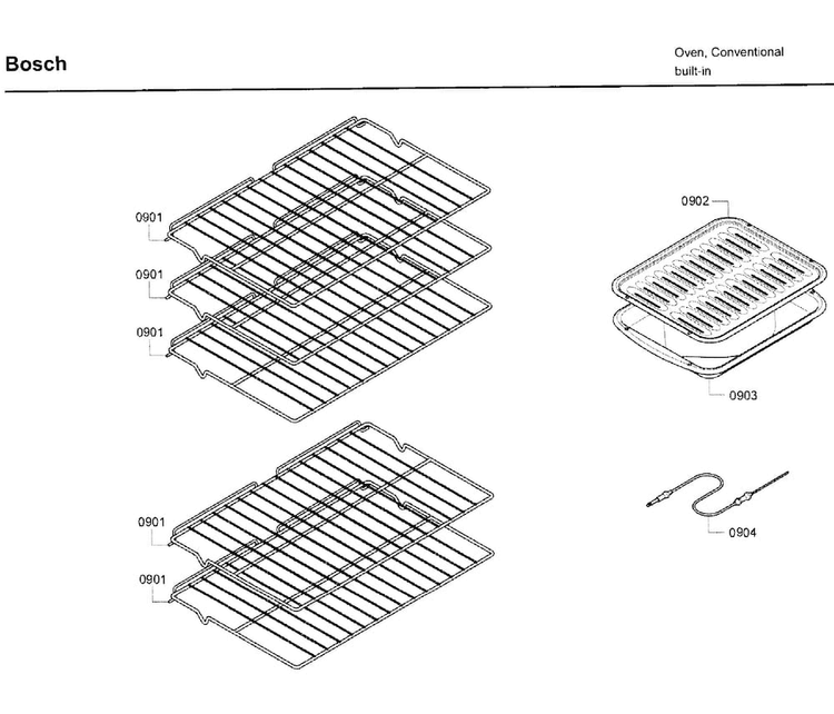Rack Asy Diagram and Parts List for HBL5650UC 09 Bosch Wall Oven
