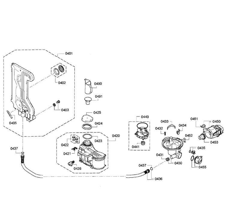 Pump Assy Diagram and Parts List for SPV5ES53UC 04 Bosch Dishwasher