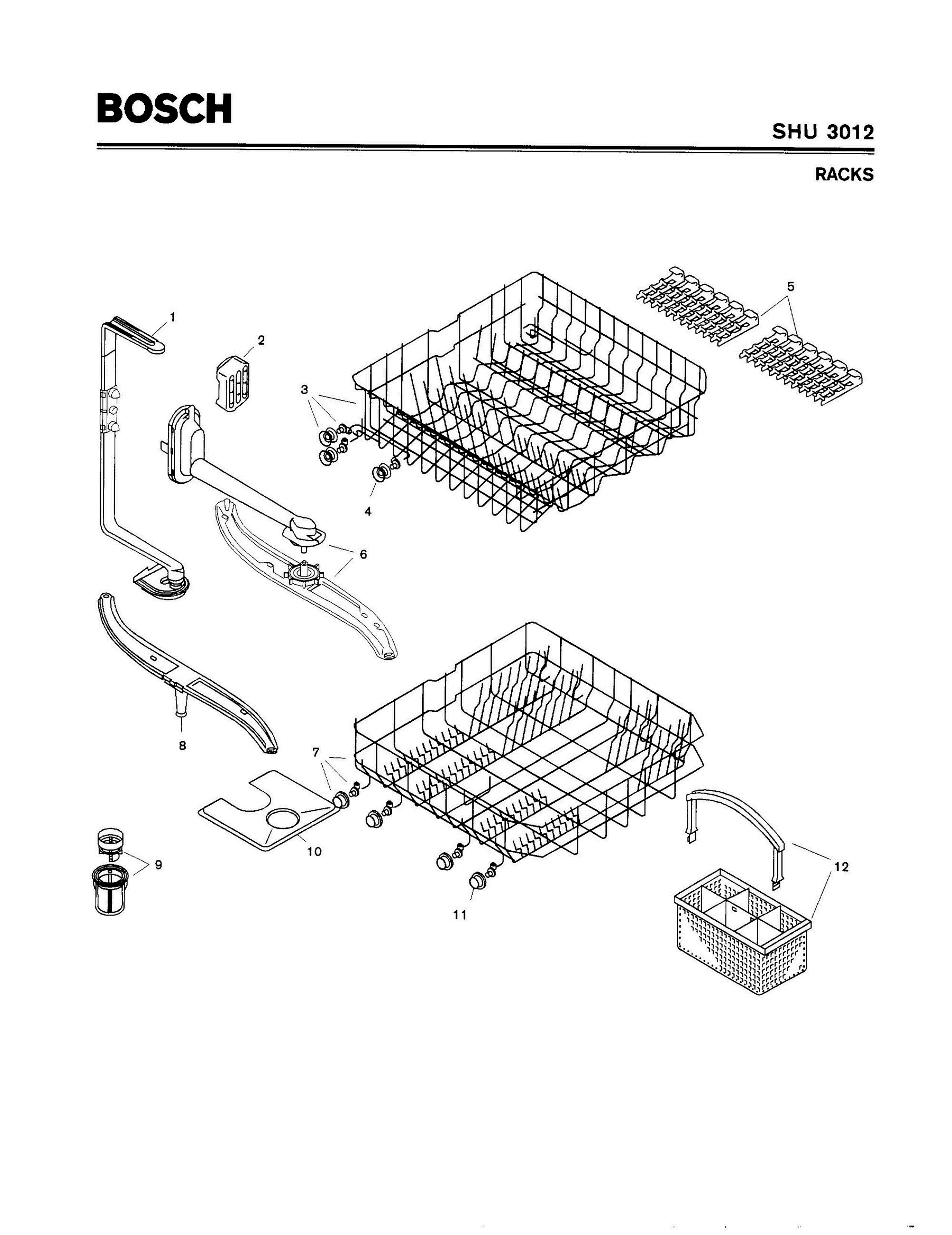 06 - RACKS Diagram and Parts List for SHU3012  Bosch Dishwasher