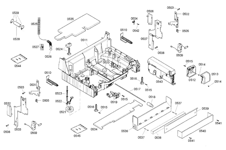 Base Diagram and Parts List for DWHD94EP 48 Thermador Dishwasher