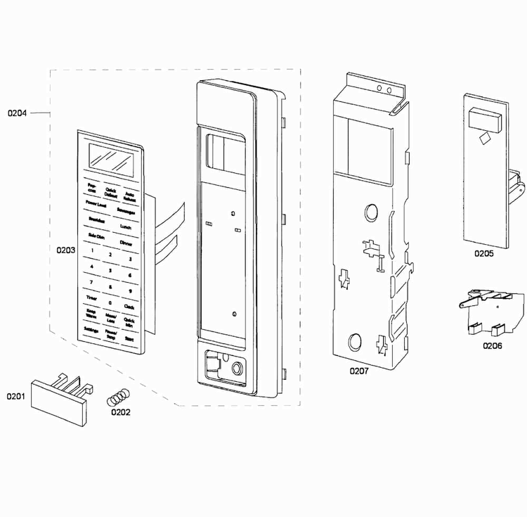 Control Panel Diagram and Parts List for HMB5050 01 Bosch Microwave