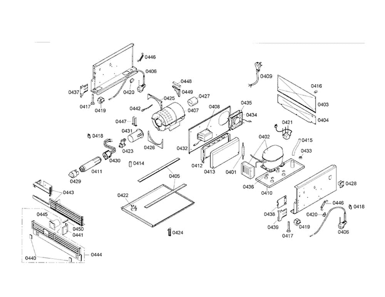 Compressor/condenser Diagram and Parts List for T18IF70NSP-04  Thermador Freezer