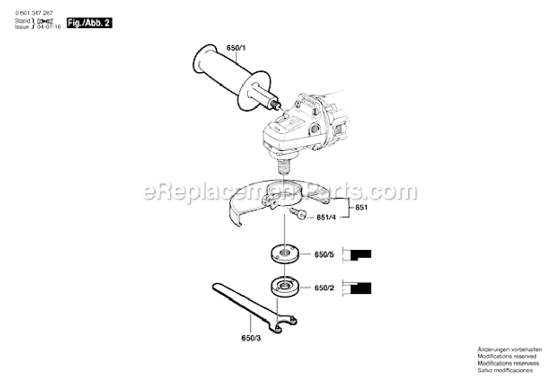 Page B Diagram and Parts List for 1347A 0601347267 Bosch Angle Grinder