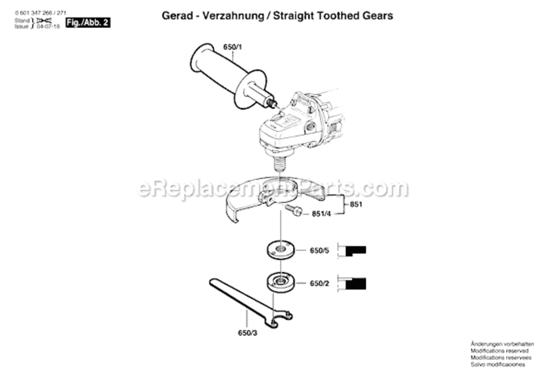 Page B Diagram and Parts List for 1347A 0601347271 Bosch Angle Grinder