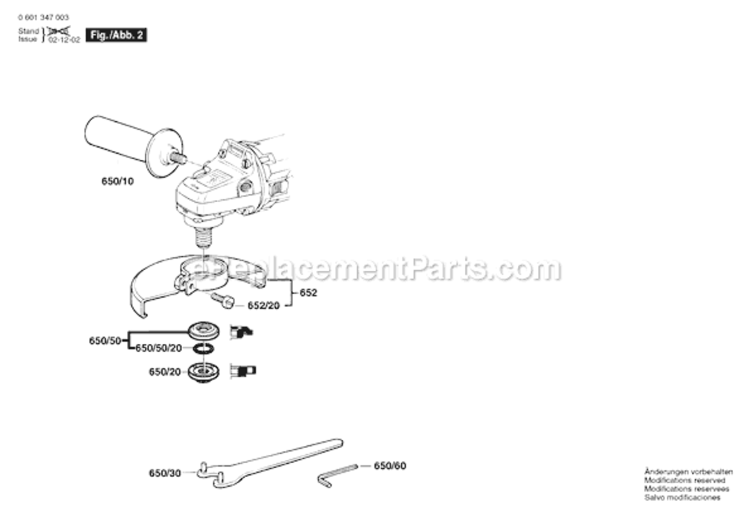 Page B Diagram and Parts List for 1347 0601347039 Bosch Angle Grinder