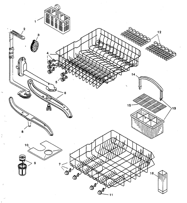 Racks Diagram and Parts List for SHU3306UC 12 Bosch Dishwasher