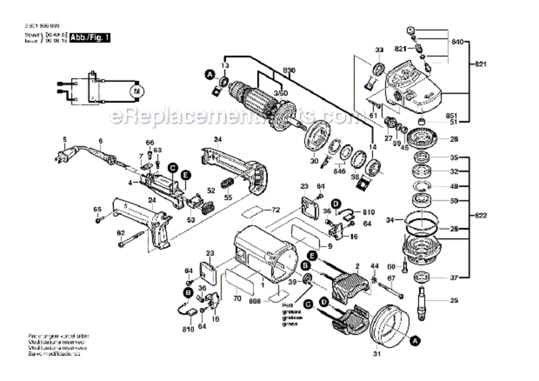 Page A Diagram and Parts List for 1365K  Bosch Chop Saw