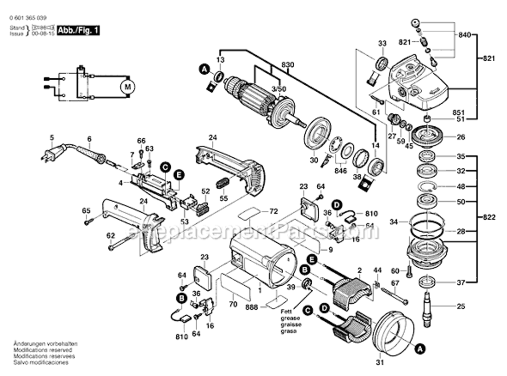 Page A Diagram and Parts List for 3452 3601J57D10 Bosch Worklight & Flashlight