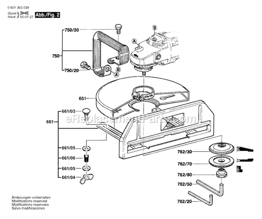 Page B Diagram and Parts List for 3452 3601J57D10 Bosch Worklight & Flashlight