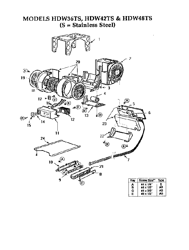 Blowers Diagram and Parts List for HDW  Thermador Range Hood