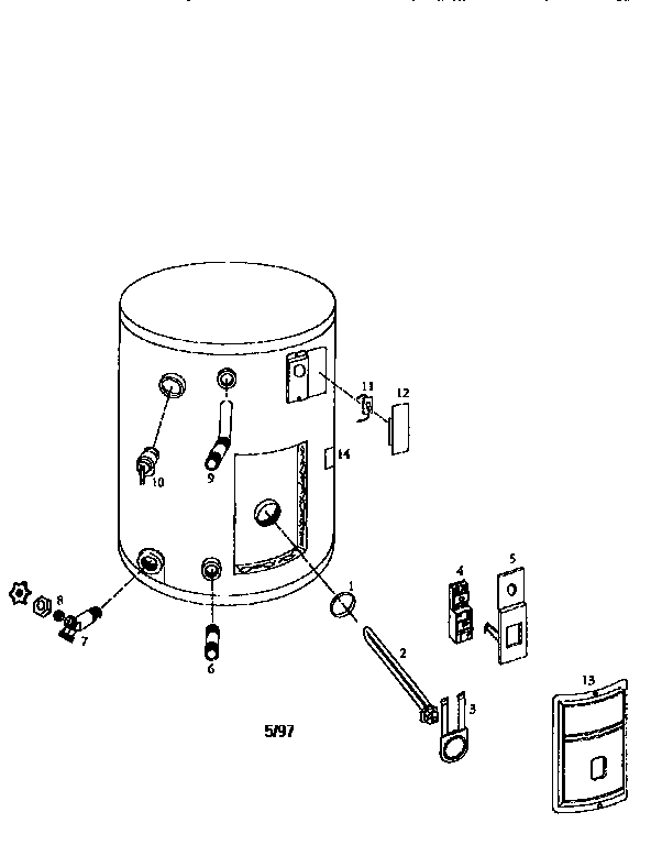 Replacement Parts Diagram and Parts List for 153317041  Kenmore Water Heater