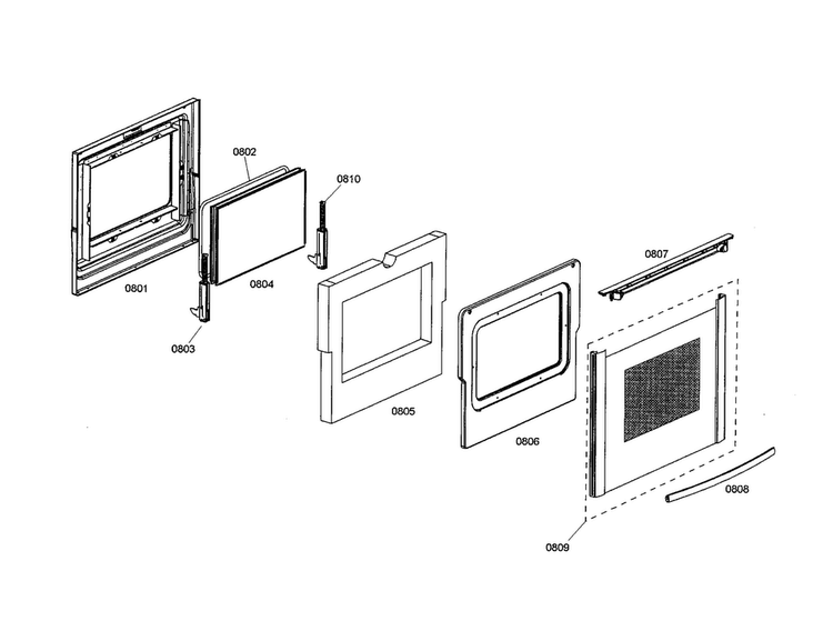 Door Diagram and Parts List for HDS7152U 01 Bosch Range