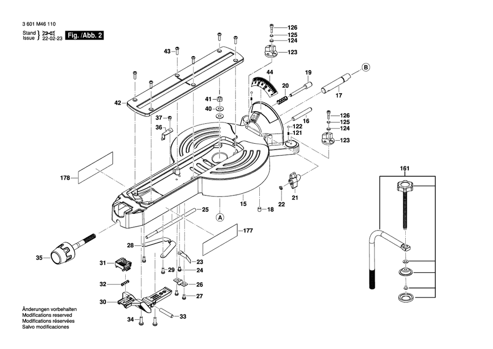 Diagram 2 Diagram and Parts List for GCM18V-10SD 3 601 M46 110 Bosch Miter Saw