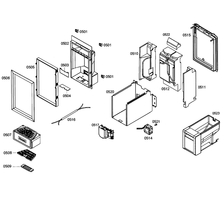 Dispenser Diagram and Parts List for T24ID80NRP 99 Thermador Freezer
