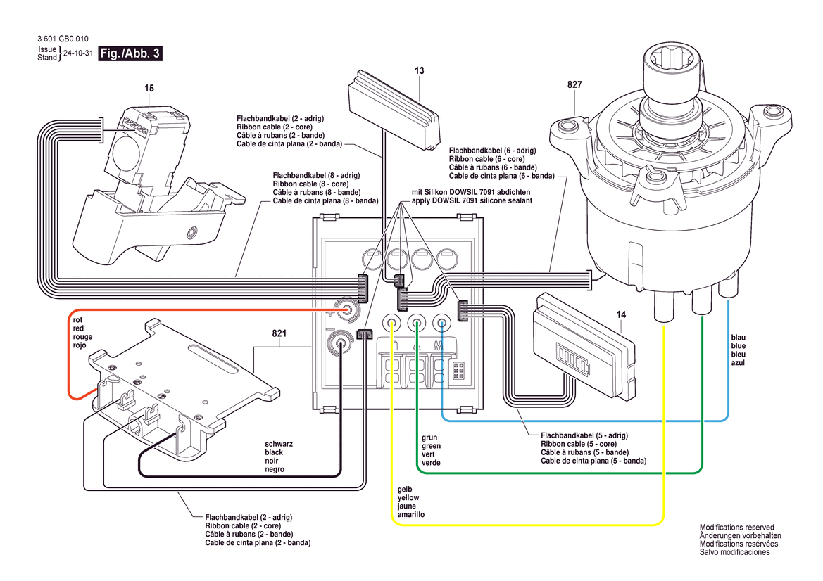 Figure 3 Diagram and Parts List for 3601CB0010 GCS18V-230 Bosch Circular Saw