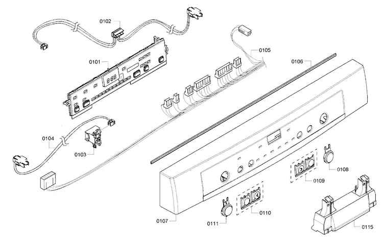 Control Panel Diagram and Parts List for SHE3ARF6UC 06 Bosch Dishwasher