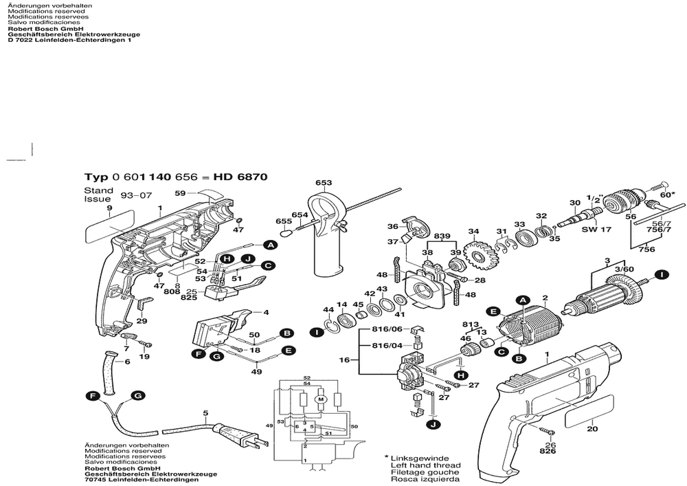 Section 1 Diagram and Parts List for 0601140656  Bosch Impact Driver