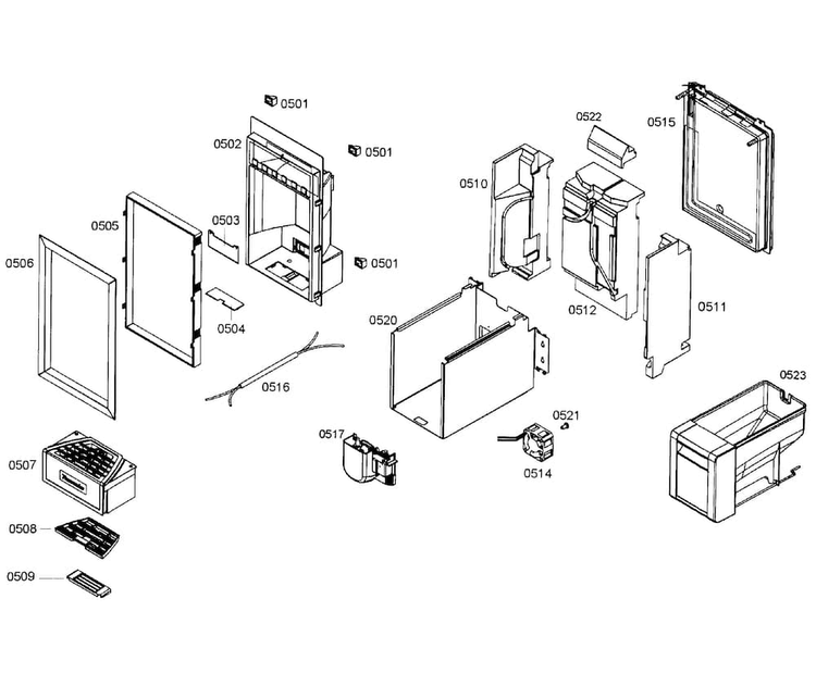 Dispenser Diagram and Parts List for T24ID80NLP 07 Thermador Freezer