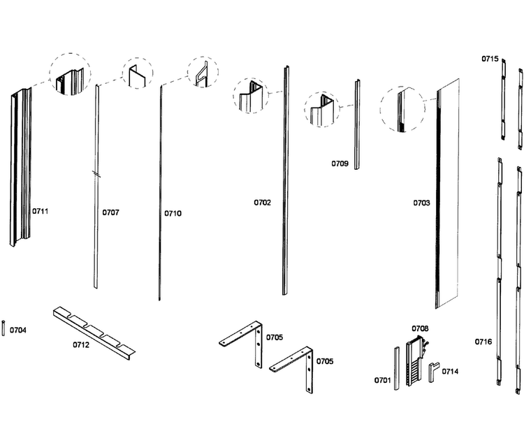 Installation Diagram and Parts List for T36IT71FN 25 Thermador Refrigerator