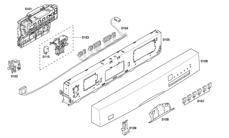 Control Panel Diagram and Parts List for SHE43P15UC 59 Bosch Dishwasher