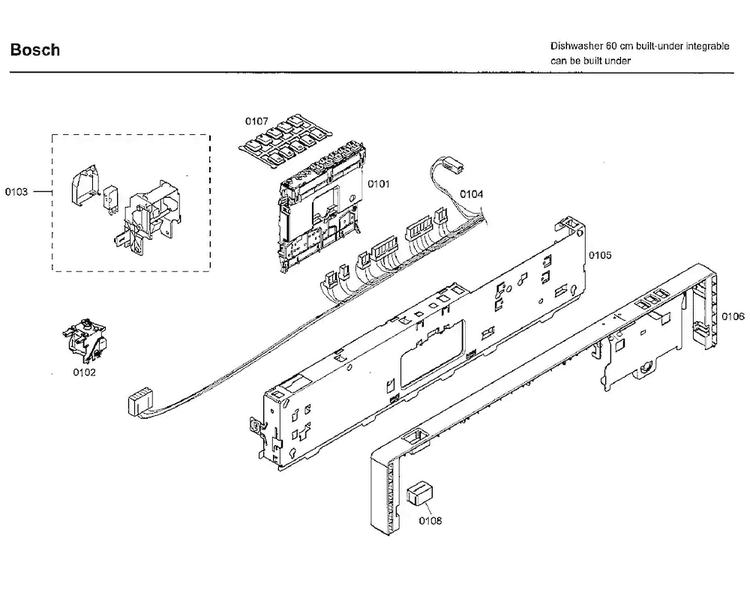 Control Panel Diagram and Parts List for SHX33A02UC 30 Bosch Dishwasher