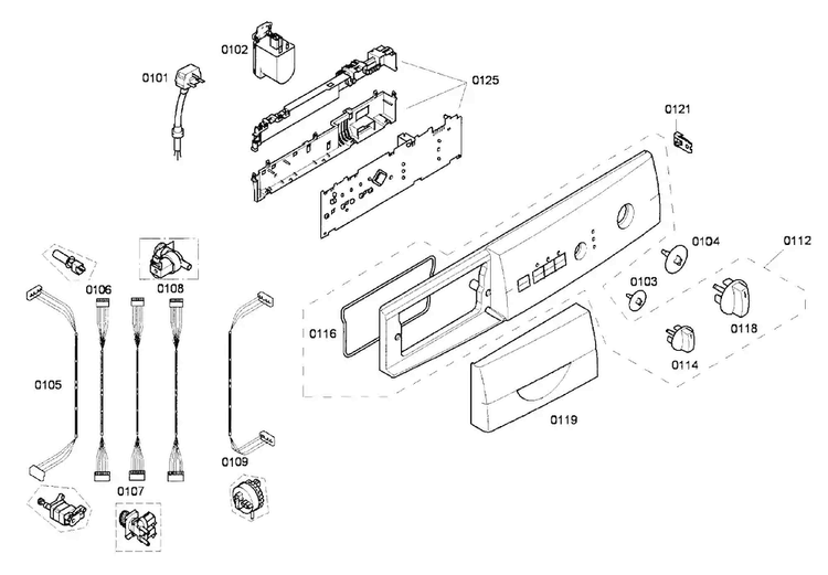 Control Panel Diagram and Parts List for WFL2090UC 23 Bosch Washer